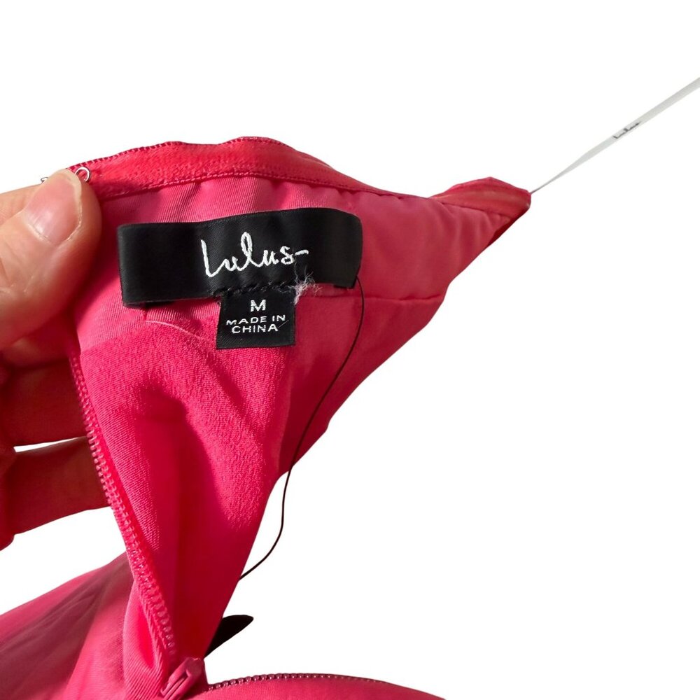 Lulus Totally Haute Pink Satin Pleated Off-the-Shoulder Mini Dress Size M NWT! - Picture 4 of 6